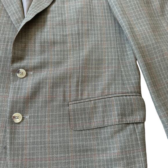 Ermenegildo Zegna Tan Kahki Olive Plaid Wool Two Button Blazer EU 50 / US 40 - Picture 6 of 12